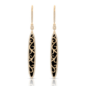 14KY DIA & ONYX EARRINGS
