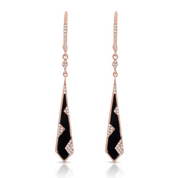 14KP DIA & ONYX EARRINGS