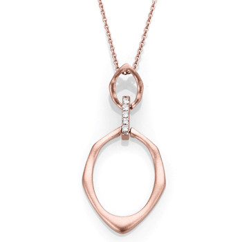 14K ROSE DIAMOND NECKLACE;DIAMOND ACCENT