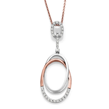 14K ROSE DIAMOND NECKLACE;DIAMOND=1/5 CTTW