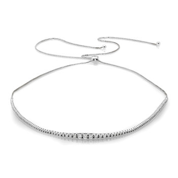 14K WHITE ADJUSTABLE NECKLACE;DIAMOND=2 1/3 CTTW