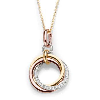 14K WHITE, YELLOW & PINK NECKLACE;DIAMOND-1/4 CTTW