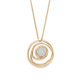 14K DOUBLE CIRCLE CLUSTER NECKLACE
