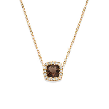 14K HALO SMOKY QUARTZ CTR NECKLACE