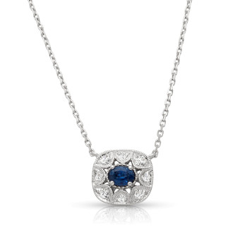 14K SAPPHIRE & DIA NECKLACE